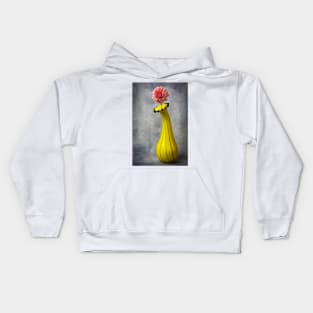 Curvy Yellow Vase With Pink Dahlia Kids Hoodie